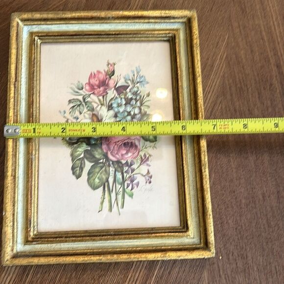 Vintage Italian Silk Flemish School Flowers Frame Art / Set of 2 - Picture 3 of 11